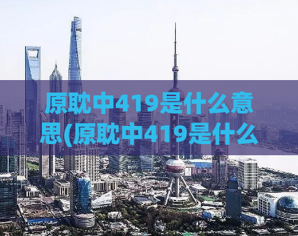 原耽中419是什么意思(原耽中419是什么？- 重写：探寻原耽中419的含义)